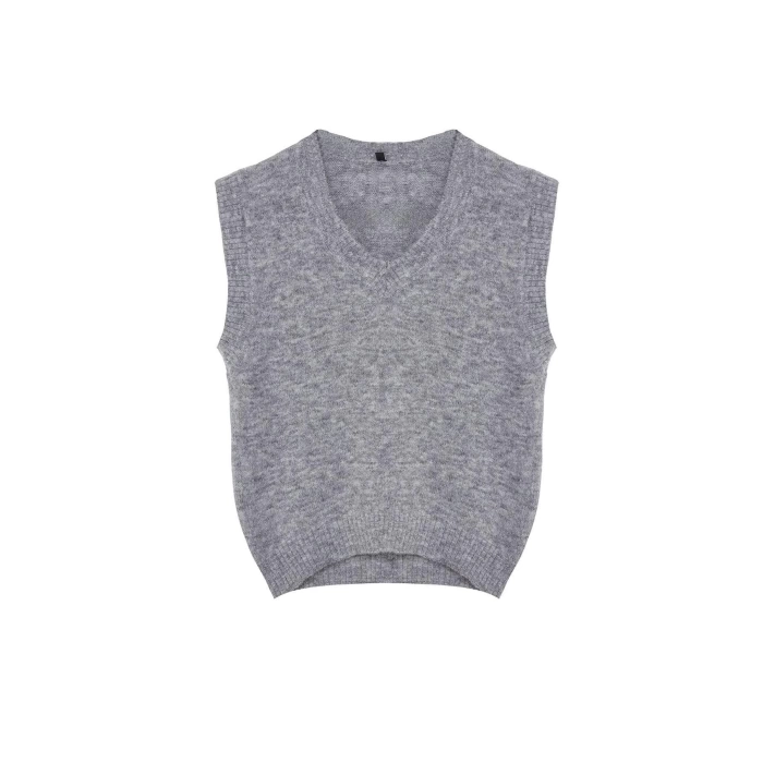 Women Fashion Stylish V Neck Regular Sleeve Wool Knitted Sweater