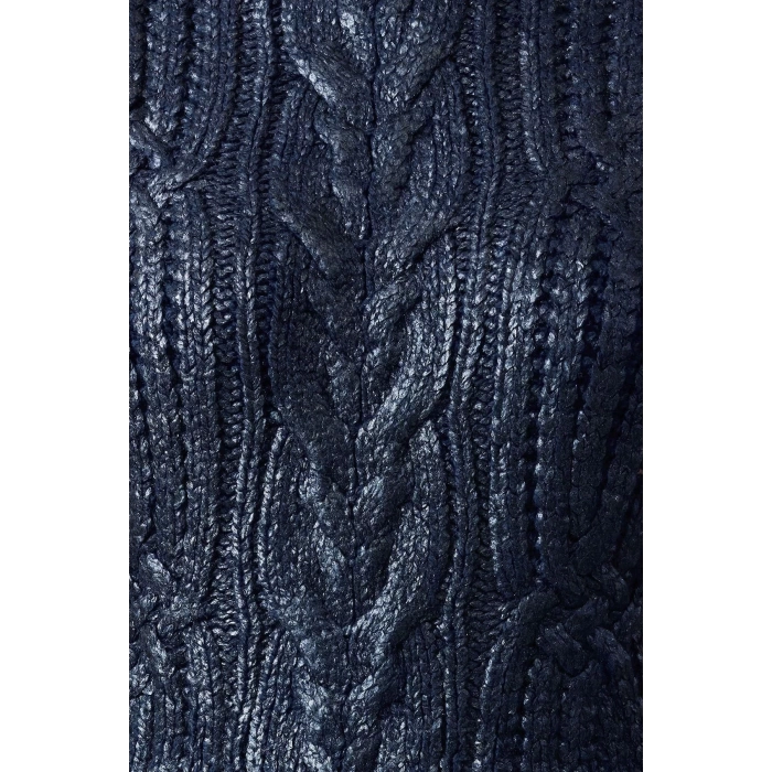 Women Fashion Stylish Stand Collar Standard Sleeve Regular Foil Printed Knitwear Sweater