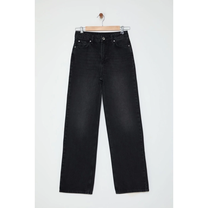 Kadın Moda Şık Kot Pantolon Geniş Paça Regular Boy Denim Yüksek Bel 90S Jeans
