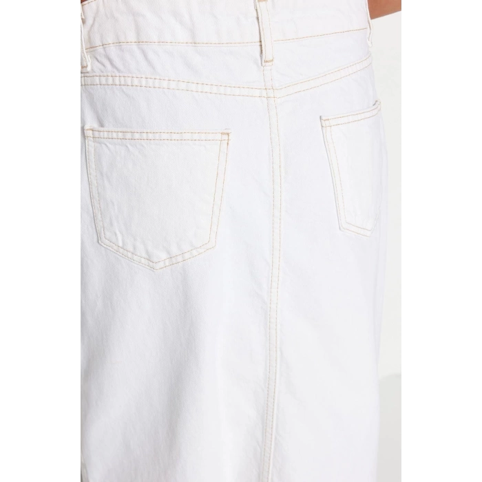 Women Fashion Style Maxi Unlined Denim Slit Maxi Denim Skirt