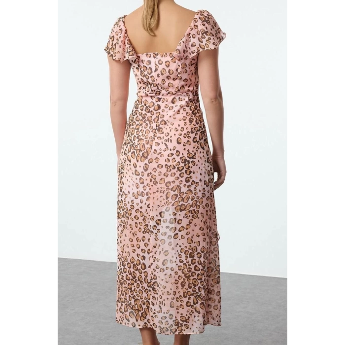 Women Fashion Stylish Maxi Length V Neck Regular Floral A-line Woven Dress