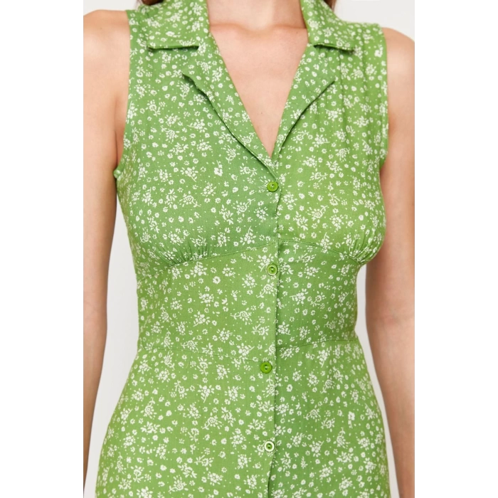 Women Fashion Stylish Midi Length Shirt Collar Regular Floral Viscose Woven Dress