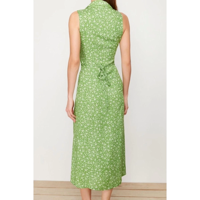 Women Fashion Stylish Midi Length Shirt Collar Regular Floral Viscose Woven Dress