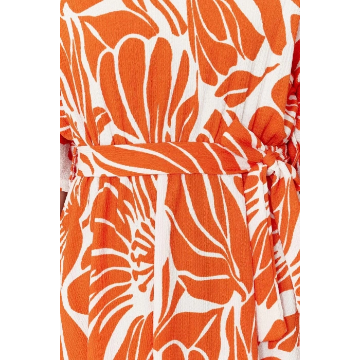 Women Fashion Stylish Midi Length Pool Neck Regular Printed Belted Relaxed Cut Flexible Knitted Dress