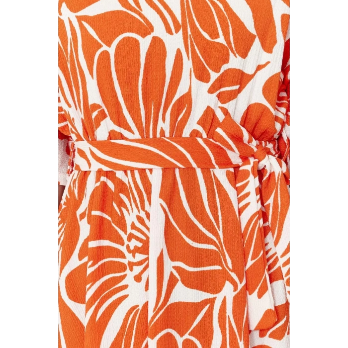 Women Fashion Stylish Midi Length Pool Neck Regular Printed Belted Relaxed Cut Flexible Knitted Dress