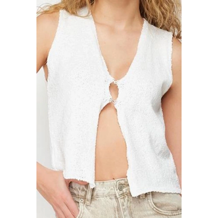 Womens Fashion Stylish V Neck Standard Sleeve Regular Hook Detail Knitted Sweater