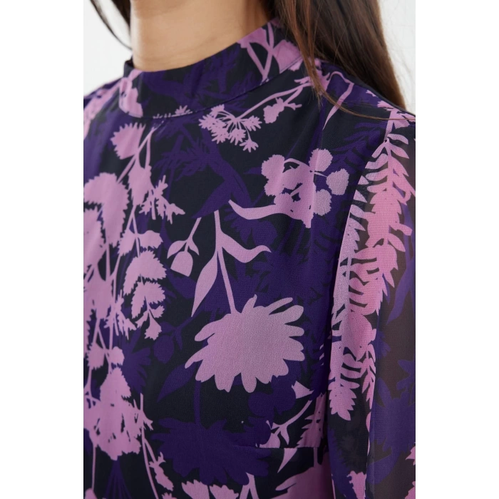 Women Fashion Stylish Midi Length Stand Collar Regular Pink 001 Plain Woven Winter Dress