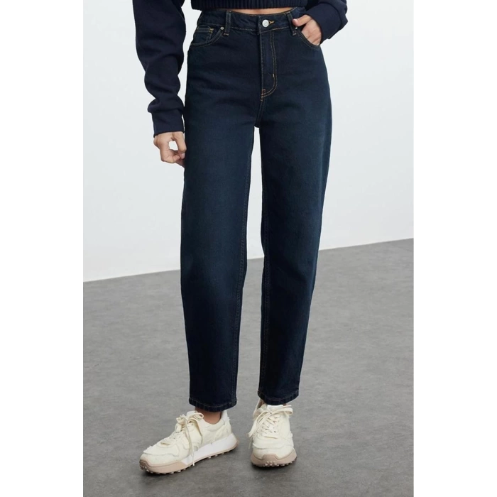 Women Fashion Stylish Jeans Straight Leg Long Denim High Waist Slim Mom Jeans