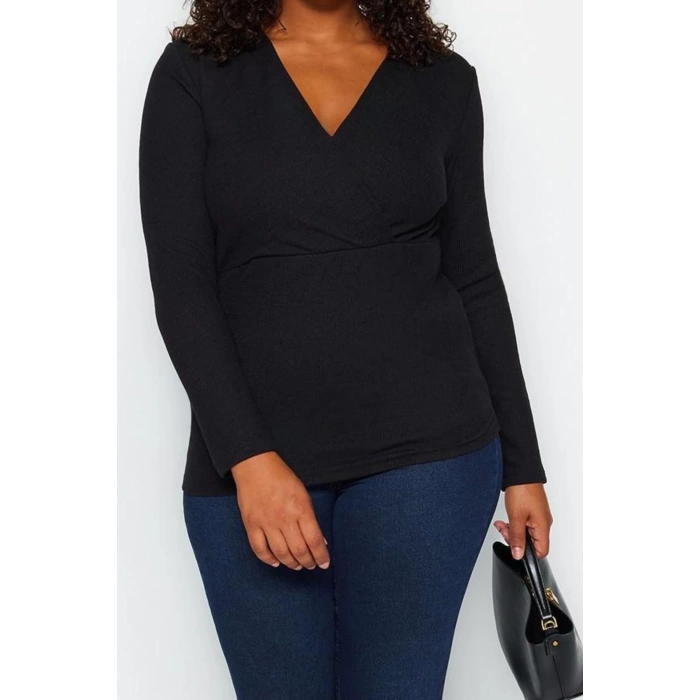 Style Womens Crepe Blouse Regular Knitted Fitted Pattern Plus Size Low Sleeve