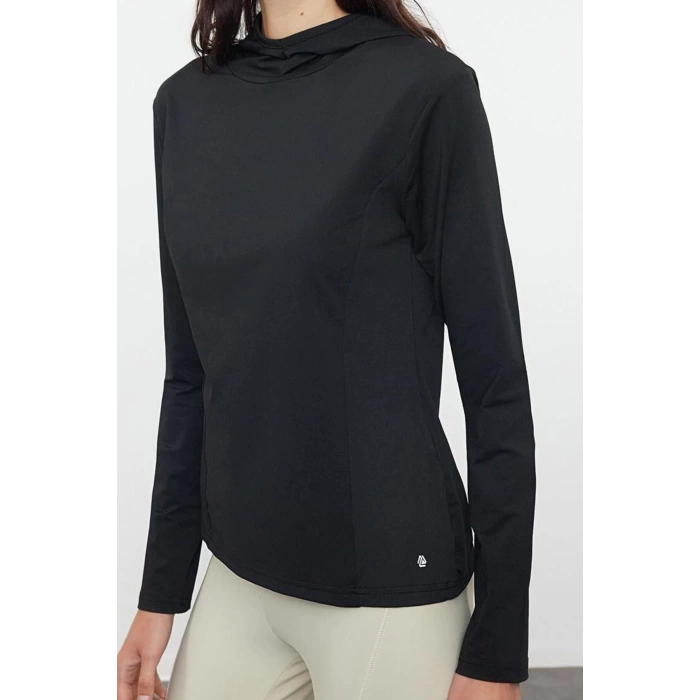 Stil Kadın Micro Reflektör Baskı Detaylı Spor Üst Bluz Regular Örme Slim Fit Kalıp Reglan Kol