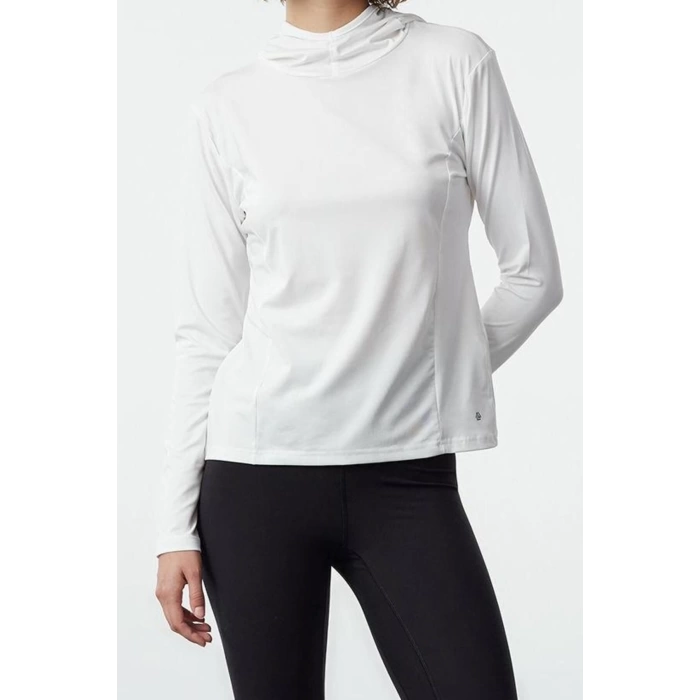 Stil Kadın Micro Reflektör Baskı Detaylı Spor Üst Bluz Regular Örme Slim Fit Kalıp Reglan Kol