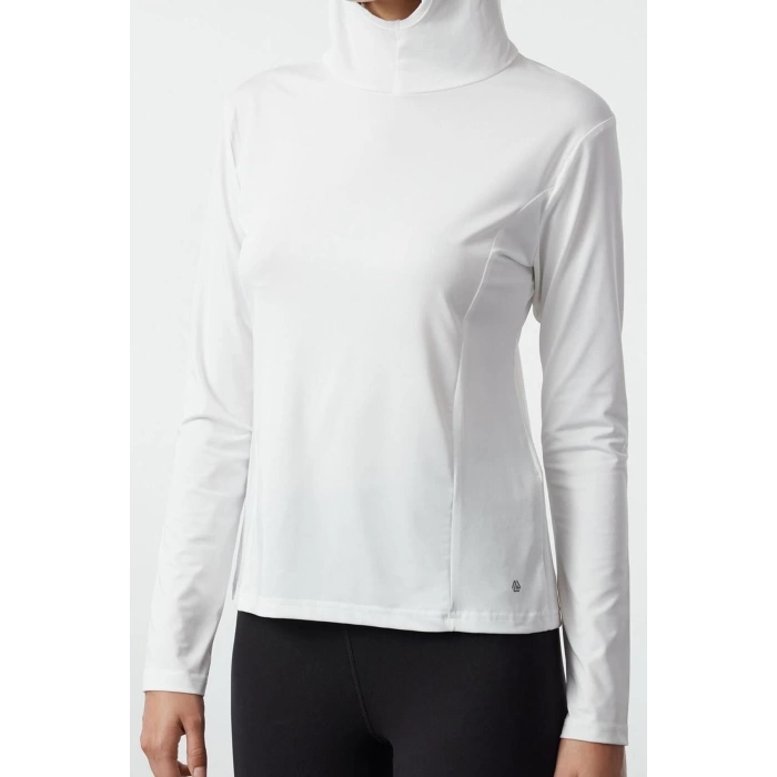 Stil Kadın Micro Reflektör Baskı Detaylı Spor Üst Bluz Regular Örme Slim Fit Kalıp Reglan Kol