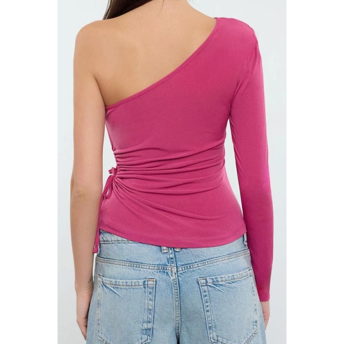 Stil Kadın Cut-Out Pencere Detaylı Bluz Regular Örme Fitted Kalıp Tek Kol