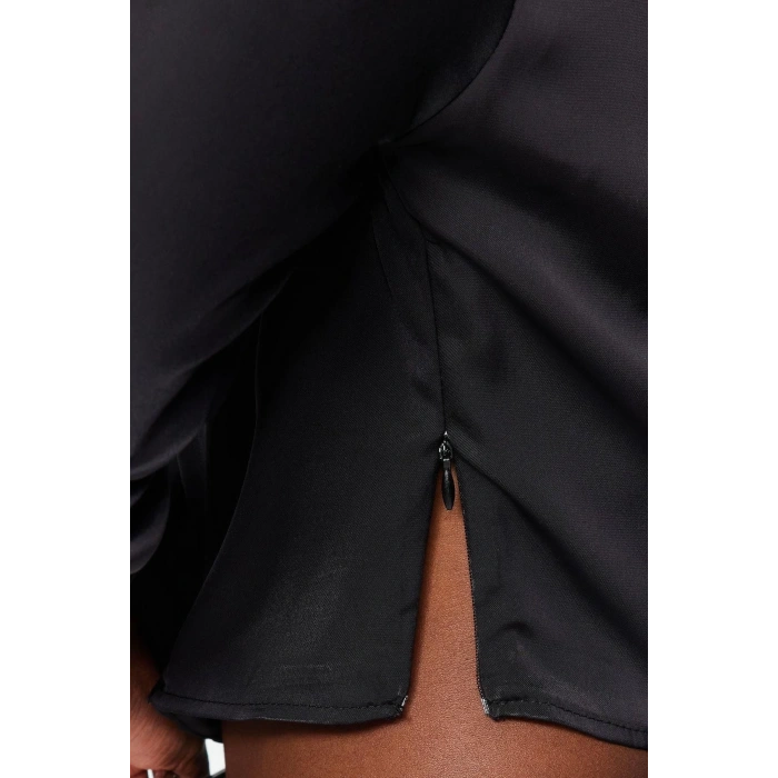 Stil Kadın Saten Bluz Crop Dokuma Regular Kalıp