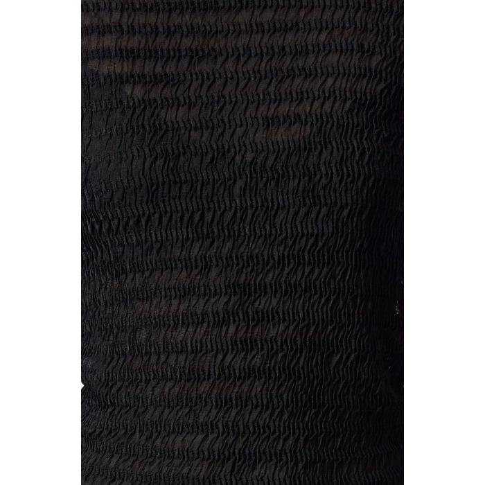 Stil Kadın Fitted Vücuda Oturan Dokulu Tül Esnek Bluz Regular Örme Slim Kalıp