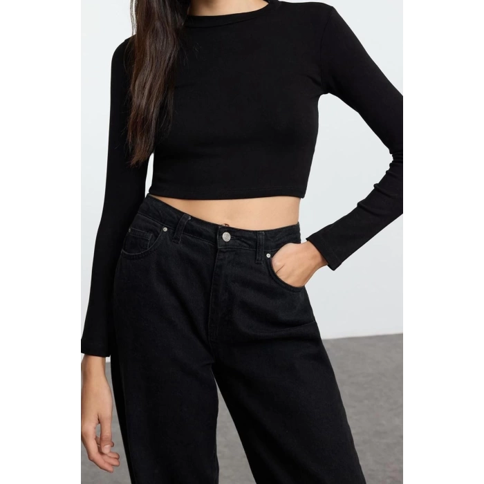 Style Women Black-White-Anthracite 3-Pack Body-Sit Blouse Crop Knitted Fitted Pattern