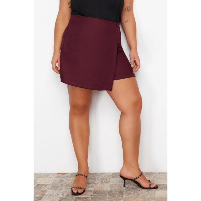 Fashion Plus Size Regular Plain Pattern Daily Mini Length Plain Shorts Skirt Finike Woven Plus Size Skirt