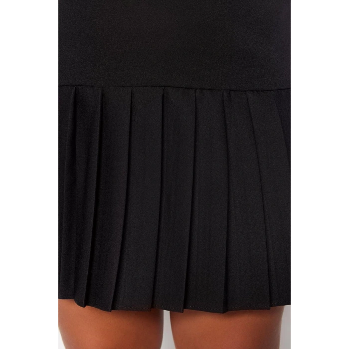 Moda Büyük Beden Regular Düz Desen Günlük Mini Boy Pilili Dokuma Etek