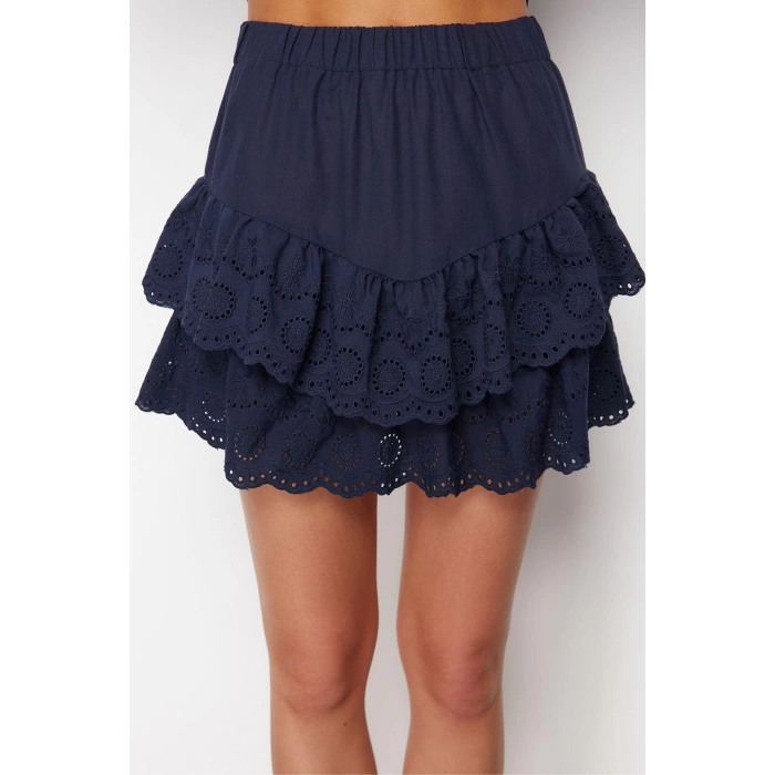 Moda Regular Plain Pattern Beach Mini Length Bridal White Mini Woven Ruffle 100% Cotton Skirt