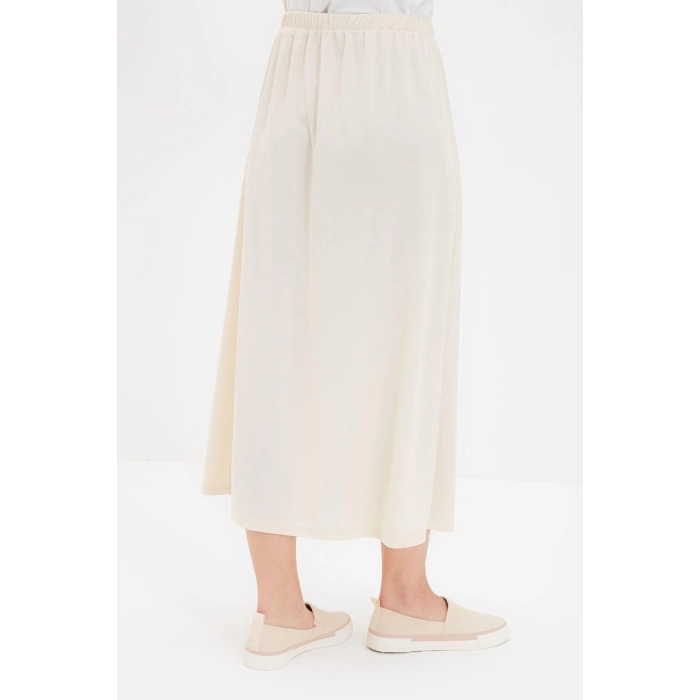 Fashion Hijab A-line Plain Pattern Casual Maxi Length Knitted Lining Skirt
