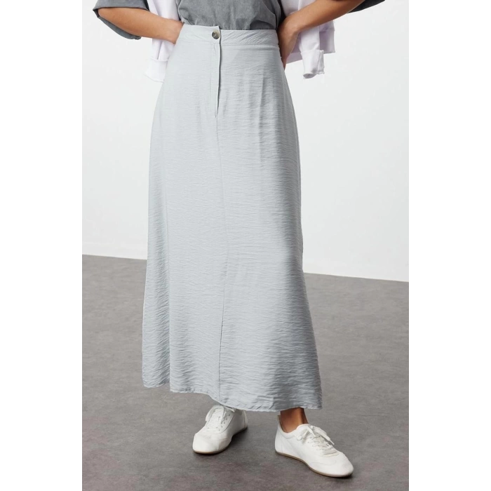 Fashion Hijab A-line Plain Pattern Daily Maxi Length Normal Waist Woven Linen Look Skirt