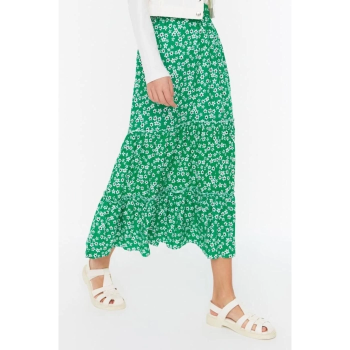 Fashion Hijab A-line Floral Pattern Casual Maxi Length Colorful Woven Skirt