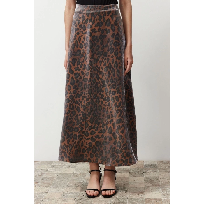 Fashion Hijab Regular Leopard Pattern Day Night Long Length Leopard Patterned Satin Woven Skirt