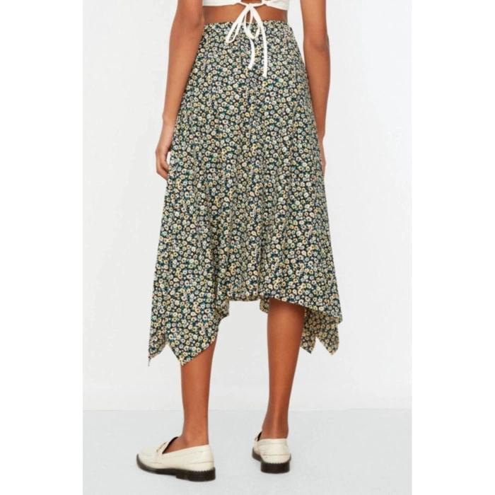 Fashion Relaxed Animal Pattern Casual Midi Length Leopard Pattern Flounce Asymmetric Midi Flexible Knitted Skirt