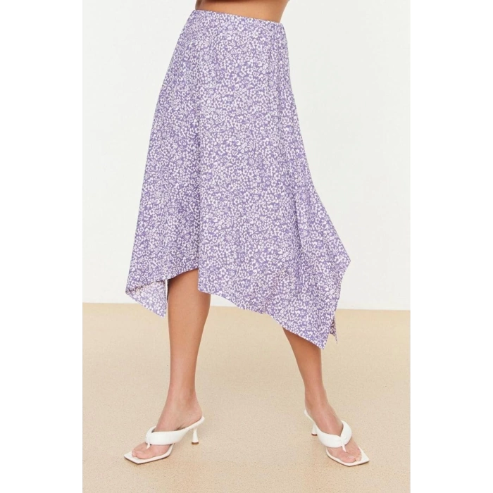 Fashion Relaxed Animal Pattern Casual Midi Length Leopard Pattern Flounce Asymmetric Midi Flexible Knitted Skirt