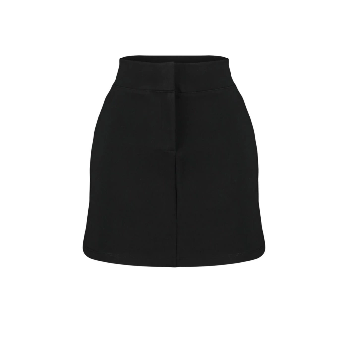 Fashion High Waist Plain Pattern Day Night Mini Length Interlock High Waist Zippered Mini Knitted Skirt