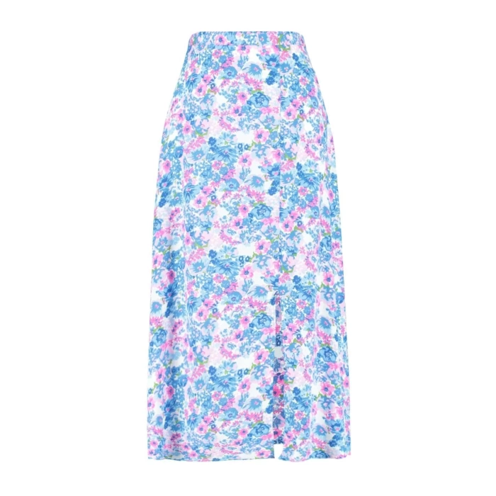 Fashion A-line Floral Pattern Casual Midi Length Slit Detail Viscose Fabric Midi Woven Skirt
