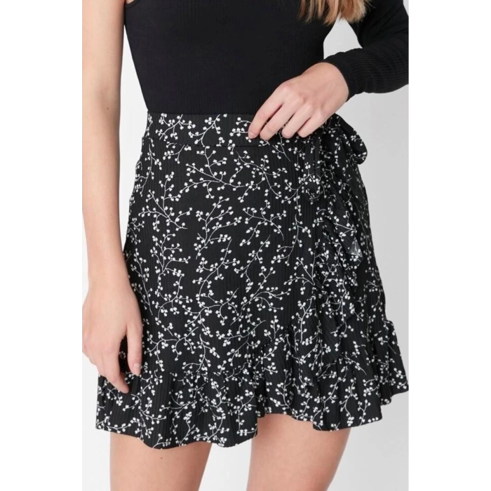 Fashion Regular Animal Pattern Casual Mini Length Printed Flounce High Waist Mini Flexible Knitted Skirt