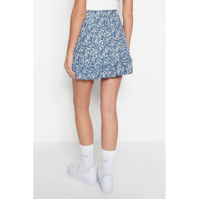 Fashion Regular Animal Pattern Casual Mini Length Printed Flounce High Waist Mini Flexible Knitted Skirt