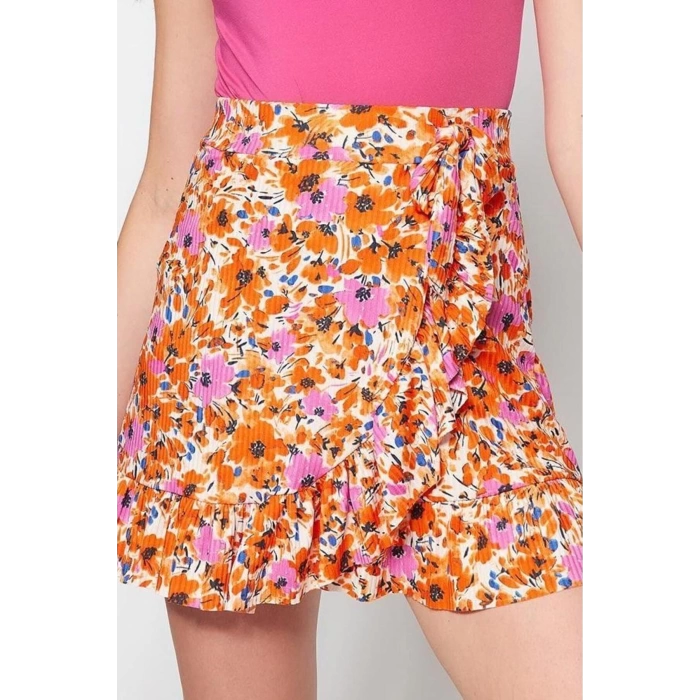 Fashion Regular Animal Pattern Casual Mini Length Printed Flounce High Waist Mini Flexible Knitted Skirt