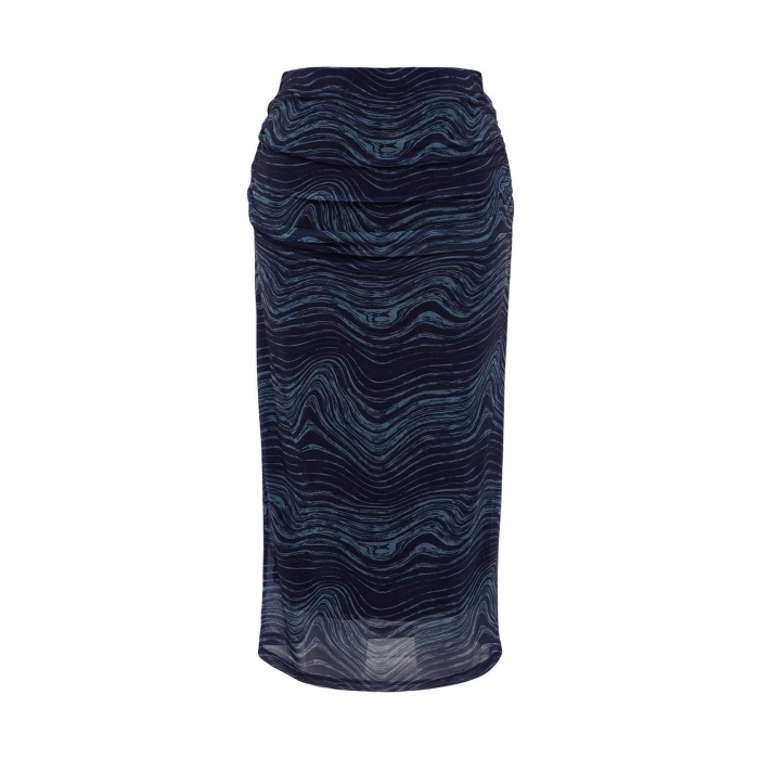 Fashion Regular Printed Pattern Casual Midi Length Tulle Body-Fitting High Waist Lined Midi Knitted Skirt