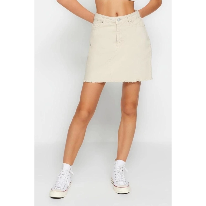 Fashion A-line Plain Pattern Casual Mini Length Denim Skirt