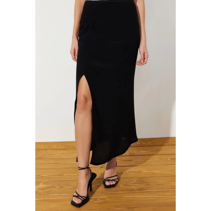 Fashion Regular Animal Pattern Daily Maxi Length Animal Patterned Slit Detail Maxi Length Woven Skirt