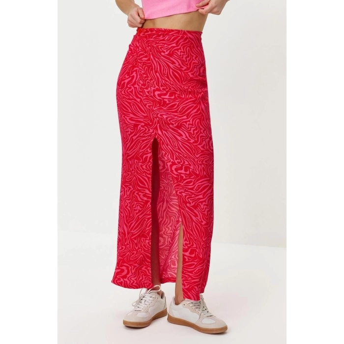 Fashion Regular Animal Pattern Daily Maxi Length Animal Patterned Slit Detail Maxi Length Woven Skirt