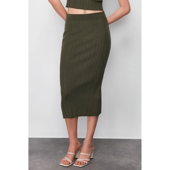 Fashion Bodycon Plain Pattern Casual Midi Length Knitwear Premium Yarn Special Yarn Skirt