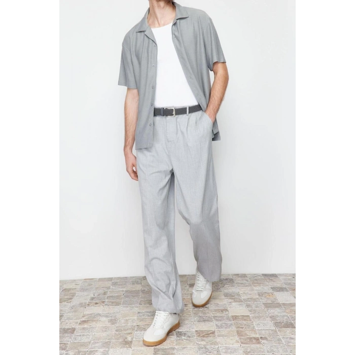Moda Erkek Apaş Yaka Düz Desen Günlük Rahat Fit Apaş Yaka Gömlek