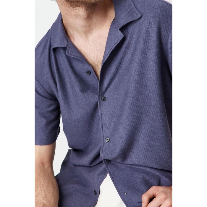 Moda Erkek Apaş Yaka Düz Desen Günlük Rahat Fit Apaş Yaka Gömlek
