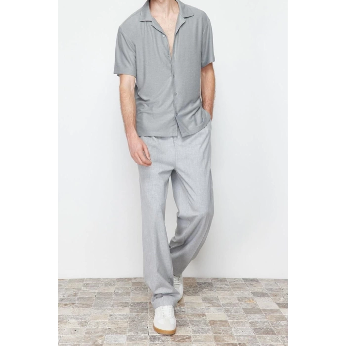 Moda Erkek Apaş Yaka Düz Desen Günlük Rahat Fit Apaş Yaka Gömlek