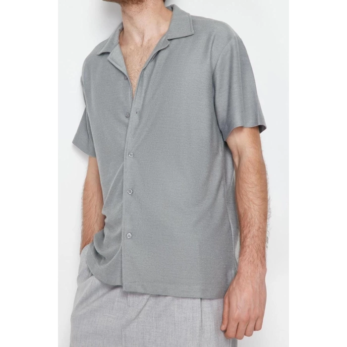 Moda Erkek Apaş Yaka Düz Desen Günlük Rahat Fit Apaş Yaka Gömlek