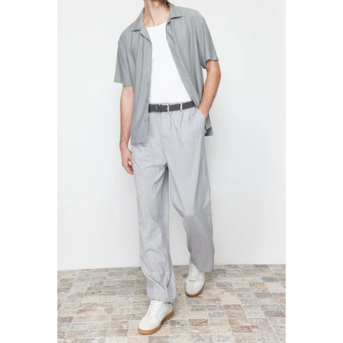 Moda Erkek Apaş Yaka Düz Desen Günlük Rahat Fit Apaş Yaka Gömlek