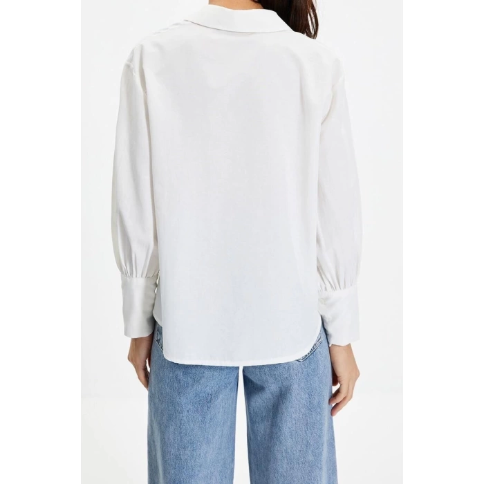 Fashion Womens Shirt Collar Casual Buttoned Cotton Wide Cuff Regular Regular Pattern Woven Shirt