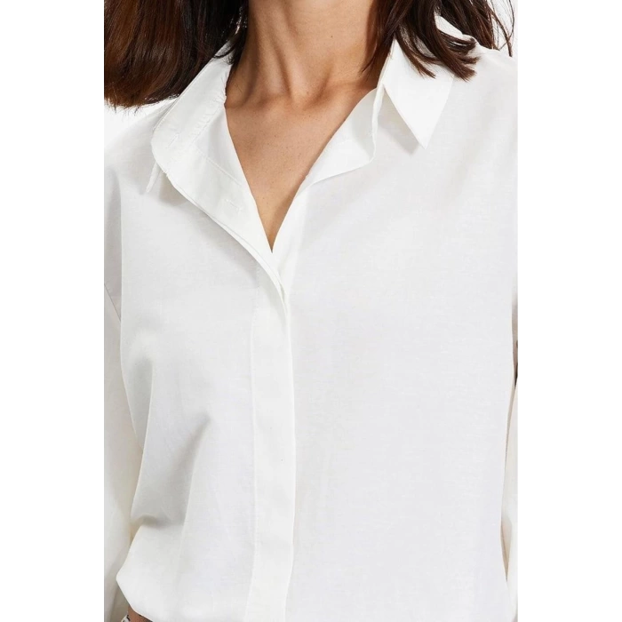 Fashion Womens Shirt Collar Casual Buttoned Cotton Wide Cuff Regular Regular Pattern Woven Shirt