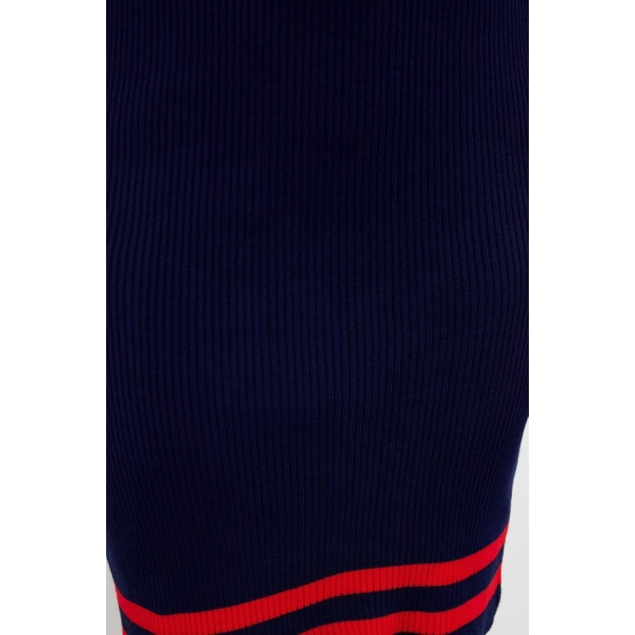 Fashion Style Fitted Crew Neck Mini Length Plus Size Ribbed Knitwear Plus Size Dress