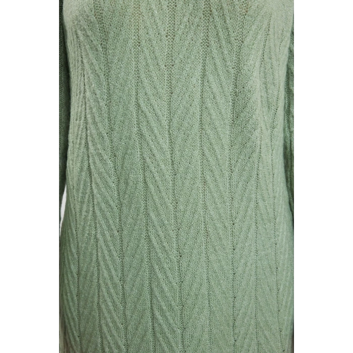 Fashion Style Regular Polo Collar Maxi Length Hijab Fishbone Patterned Knit Dress