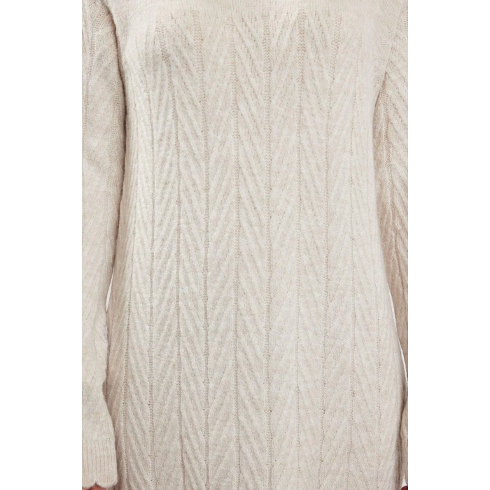Fashion Style Regular Polo Collar Maxi Length Hijab Fishbone Patterned Knit Dress