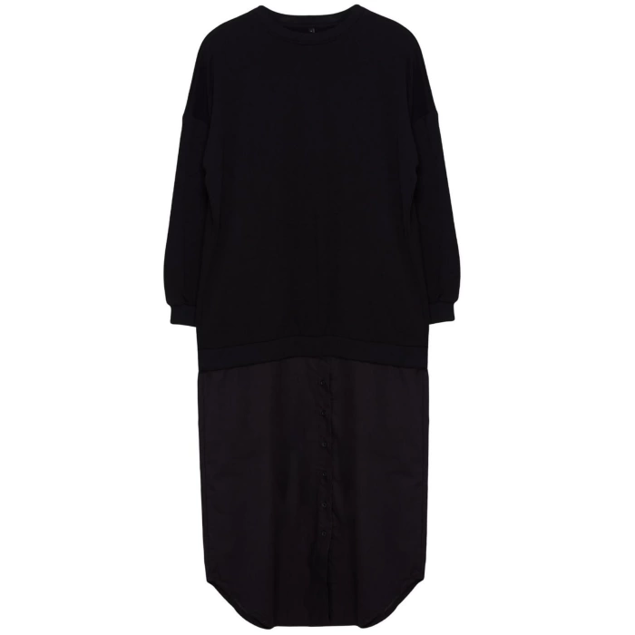 Fashion Style Regular Crew Neck Maxi Length Hijab Woven Shirt Detailed Knitted Dress
